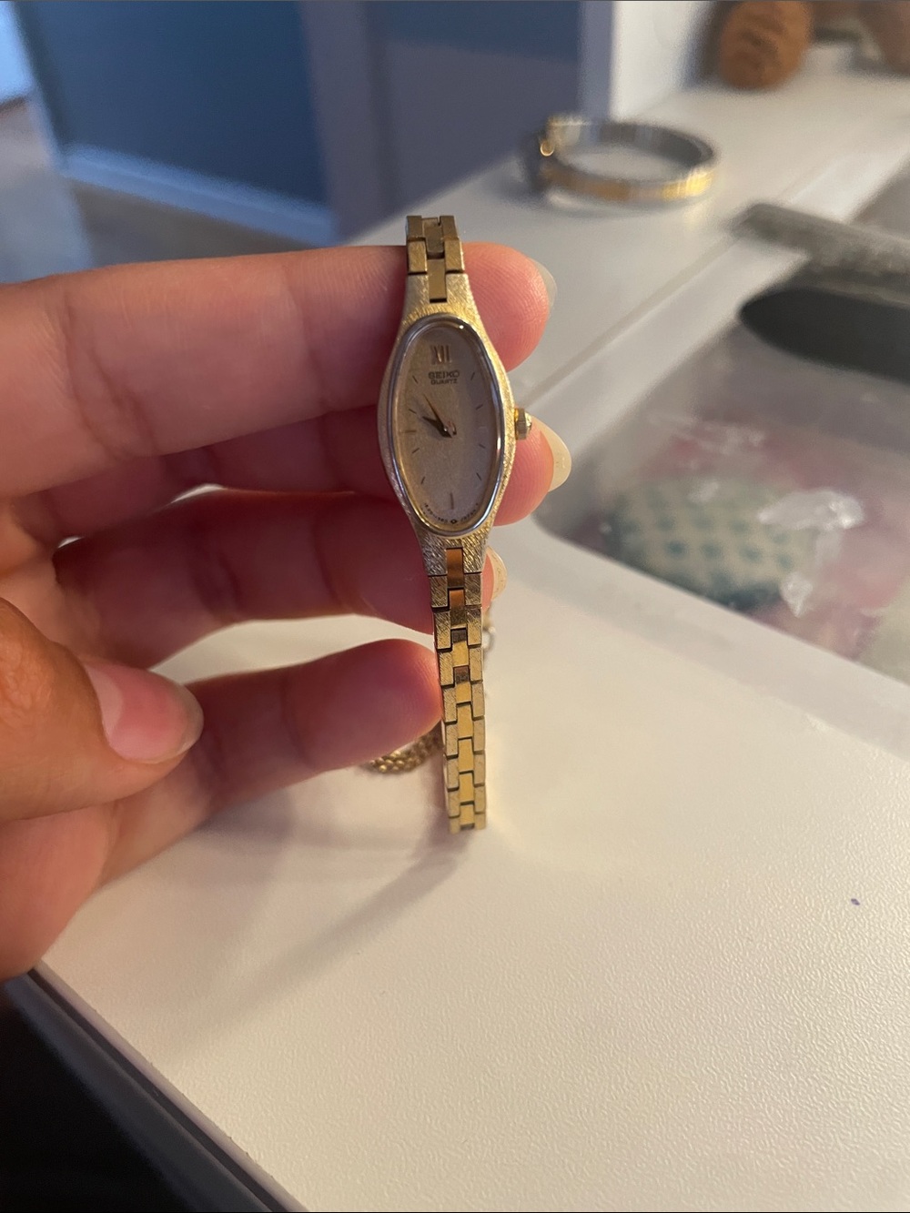 Gold-Tone Women's Bracelet Watch with Oval Dial